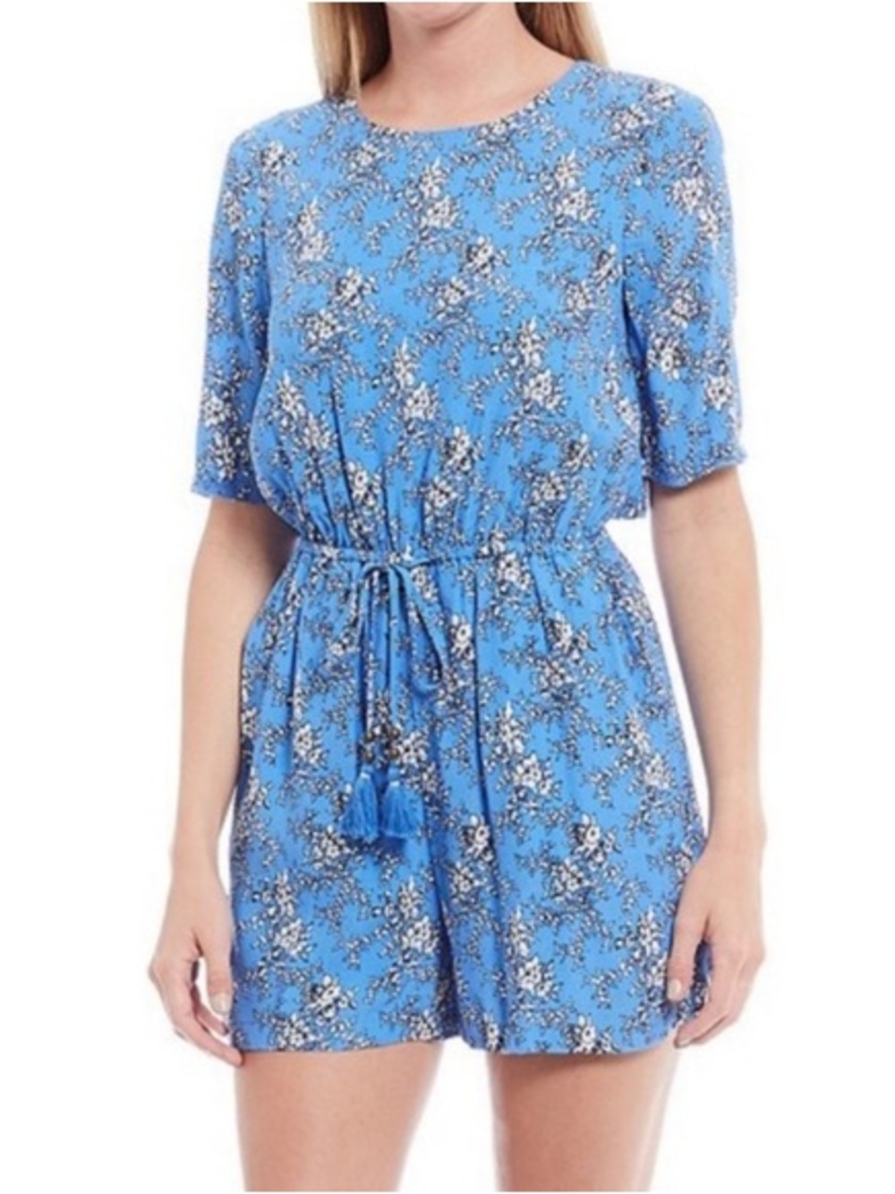 Chelsea & Violet Blue Floral Tie-Waist Mini Romper
